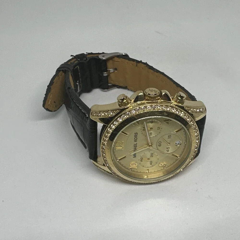Michael Kors Blair MK5166 Women's Black Leather Analog Dial Quartz Watch HME655
